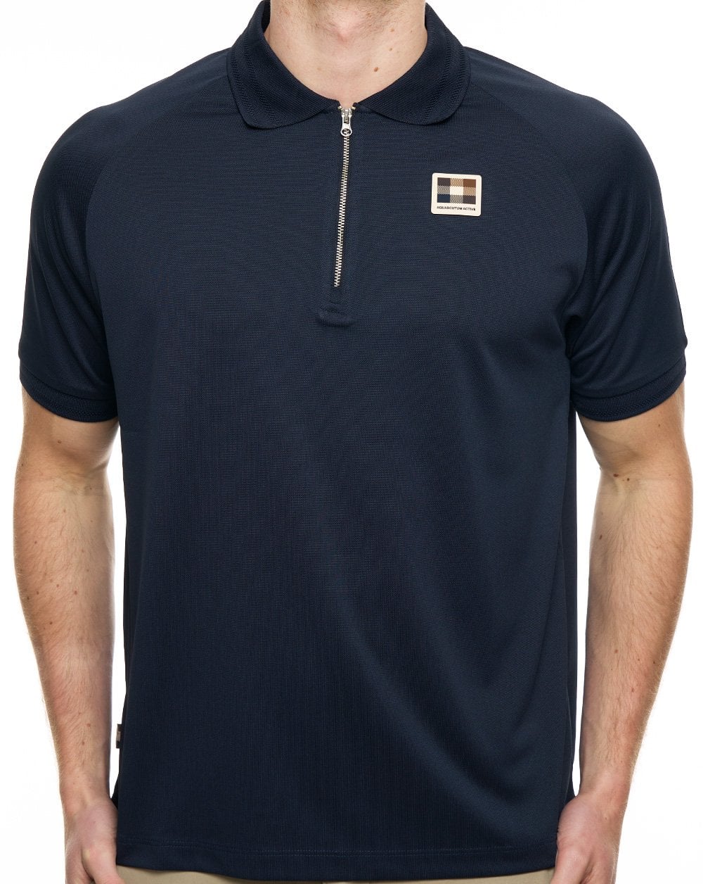 Aquascutum Pique Zip Polo Navy