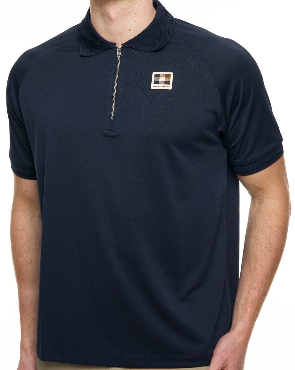 Aquascutum Pique Zip Polo Navy