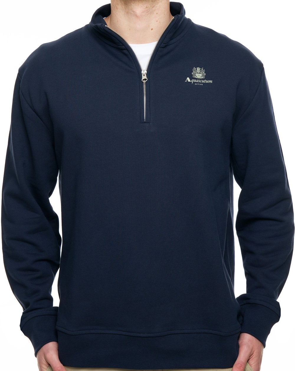 Aquascutum Halbreißverschluss mit Stehkragen, Marineblau