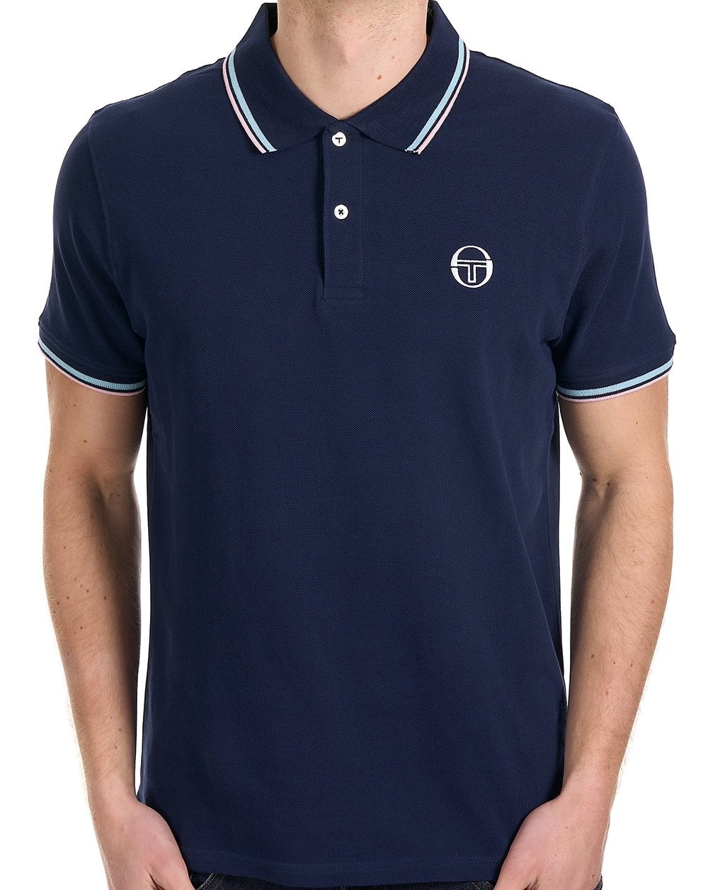 Sergio Tacchini Poloshirt mit Farbverlauf, Marineblau/Hellblau/Rosa