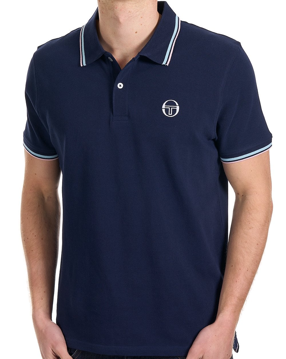 Sergio Tacchini Poloshirt mit Farbverlauf, Marineblau/Hellblau/Rosa