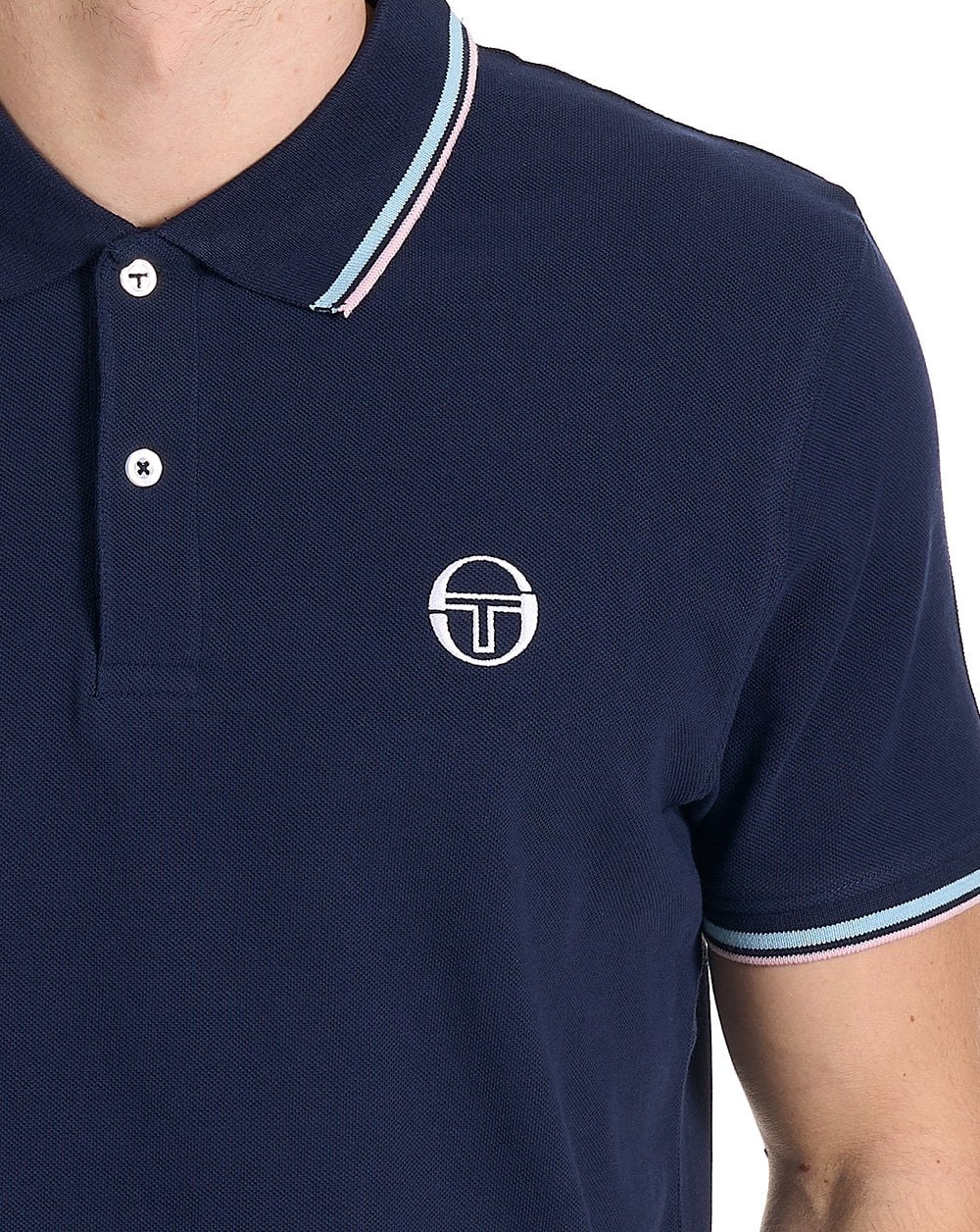 Sergio Tacchini Poloshirt mit Farbverlauf, Marineblau/Hellblau/Rosa