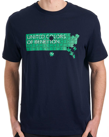 Benetton T-Shirt mit Jigsaw-Logo, Marineblau/Grün