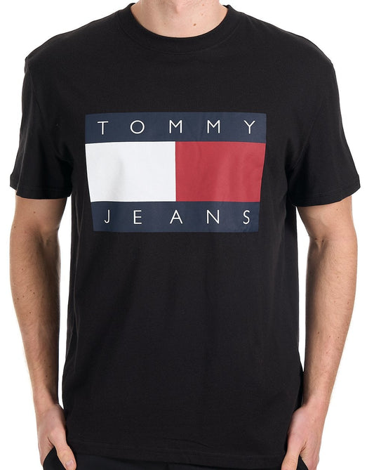 Tommy Jeans Flaggen-Abzeichen T-Shirt Schwarz