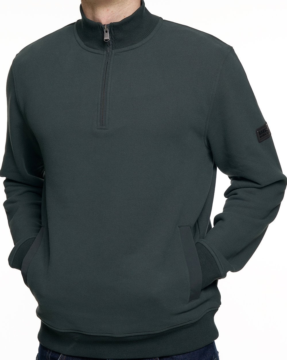 Barbour International Ehan Half Zip Sweatshirt Waldgrün