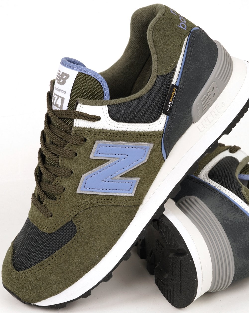 New Balance 574 Sneaker Khaki/Blau/Grau