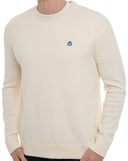 Benetton Rundhals-Strickpullover Creme