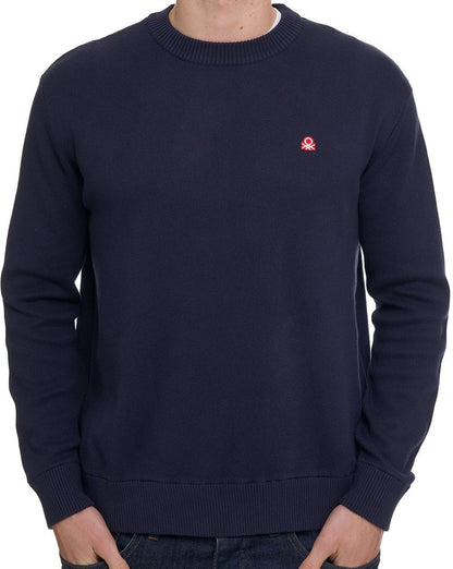 Benetton Rundhals-Strickpullover Marineblau