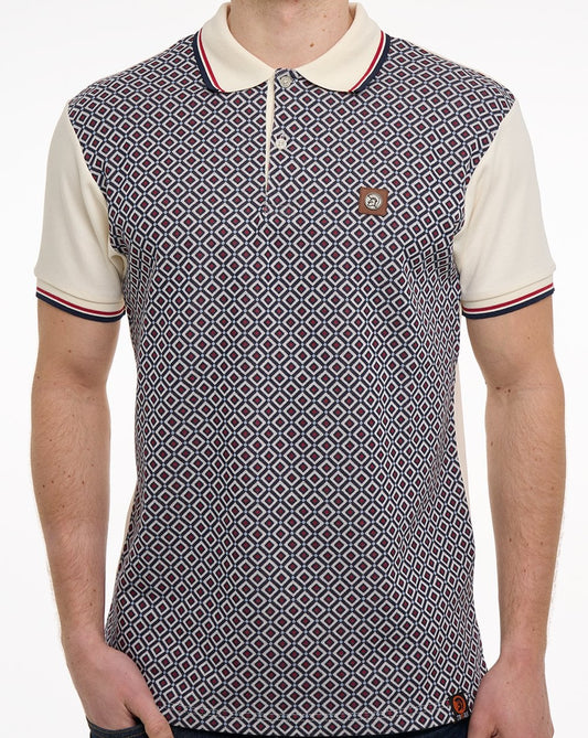 Trojan Diamond Panel Polo Ecru