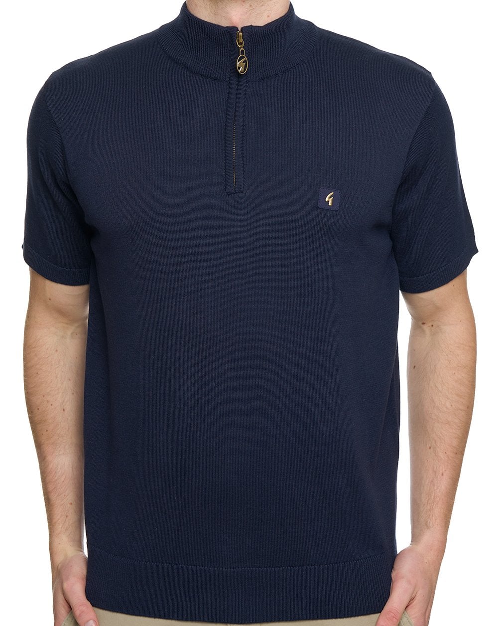 Gabicci Vintage Strickpullover mit 1/4-Reißverschluss, Marineblau