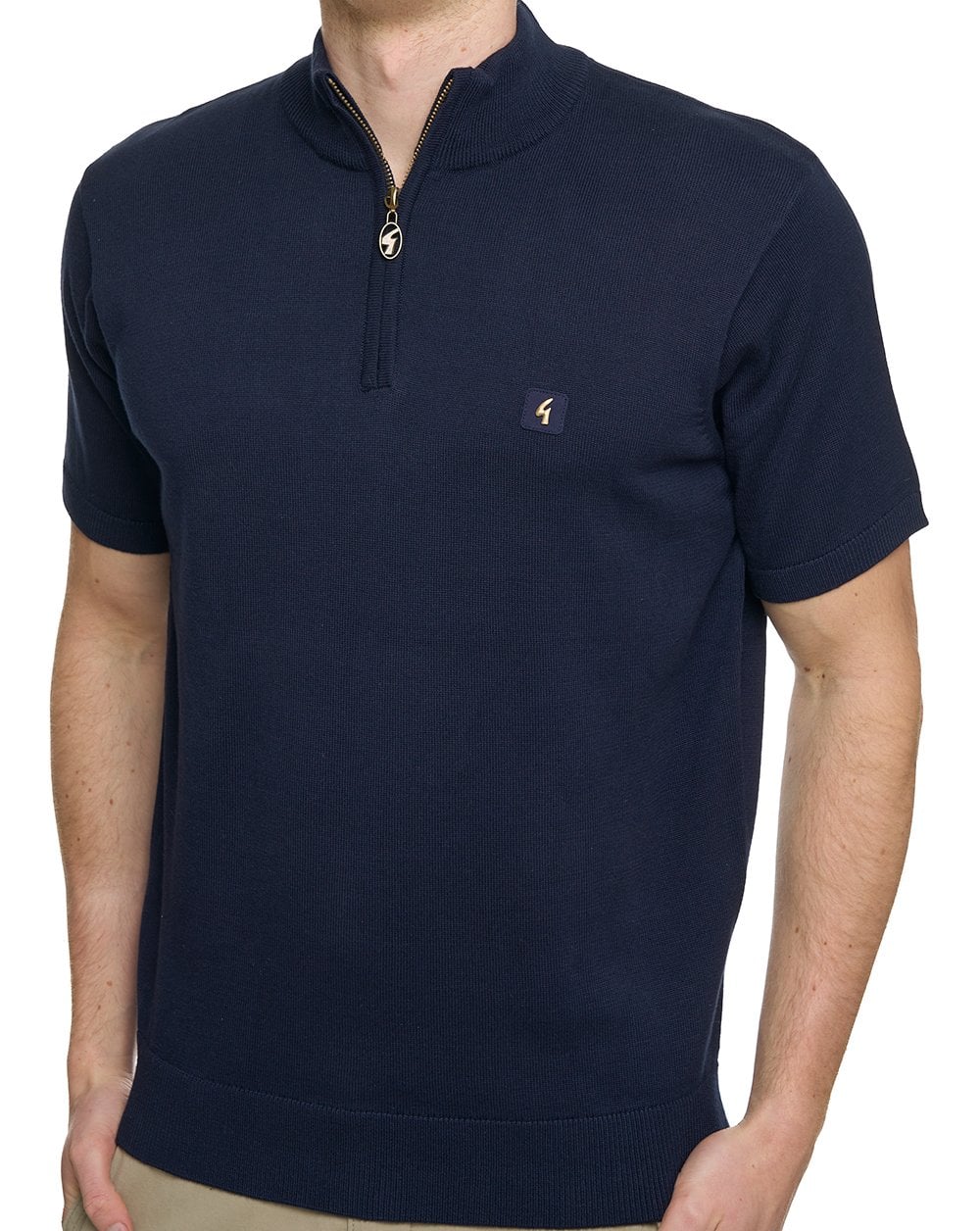 Gabicci Vintage Strickpullover mit 1/4-Reißverschluss, Marineblau