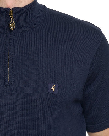 Gabicci Vintage Strickpullover mit 1/4-Reißverschluss, Marineblau