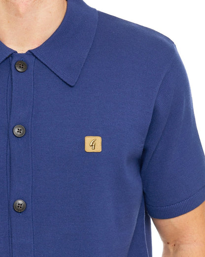 Gabicci Vintage Strickpolo mit durchgehender Knopfleiste, Dunkelblau