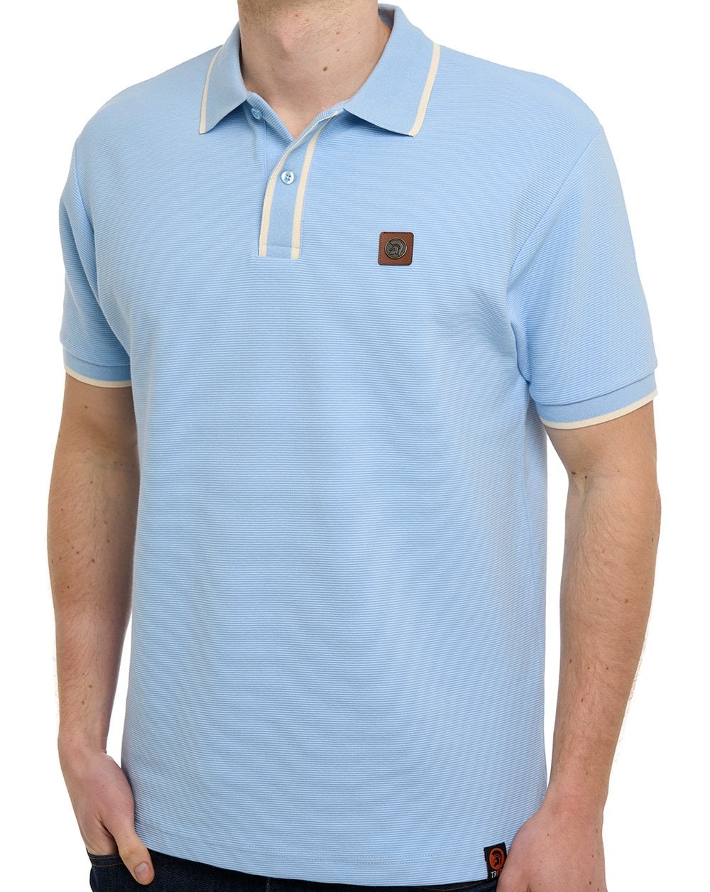 Trojan Poloshirt mit Ottoman-Streifen, hellblau