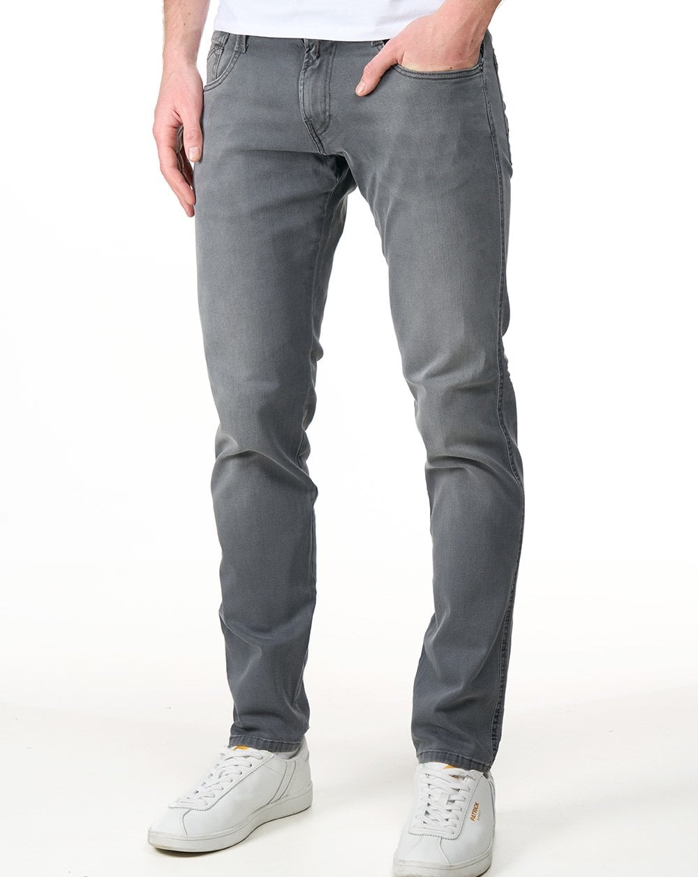 Replay Power Stretch Anbass Slim Fit Jeans, mittelgrau