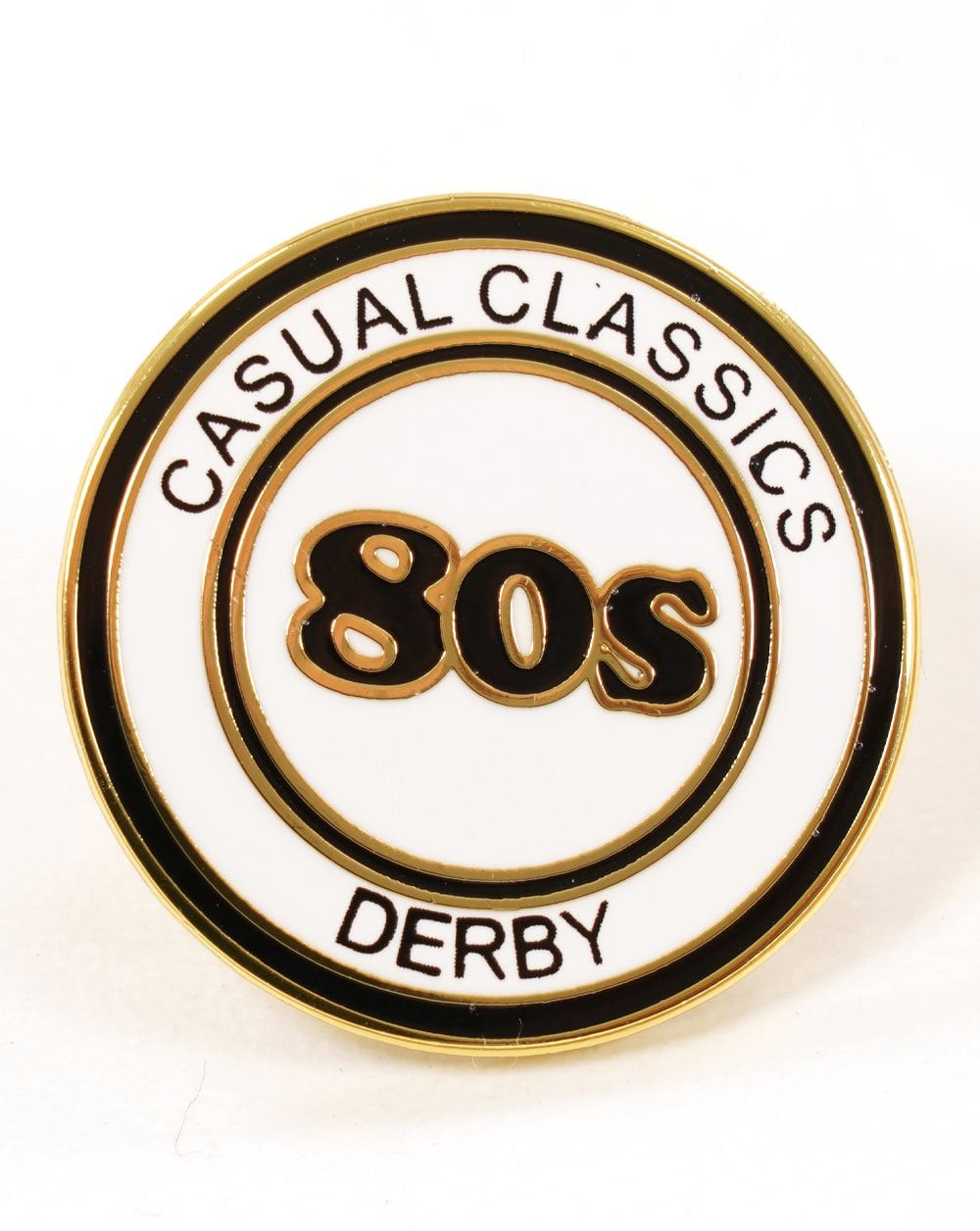 80er-Jahre-Casual-Klassiker 80er-Jahre Derby Elite Anstecknadel Weiß