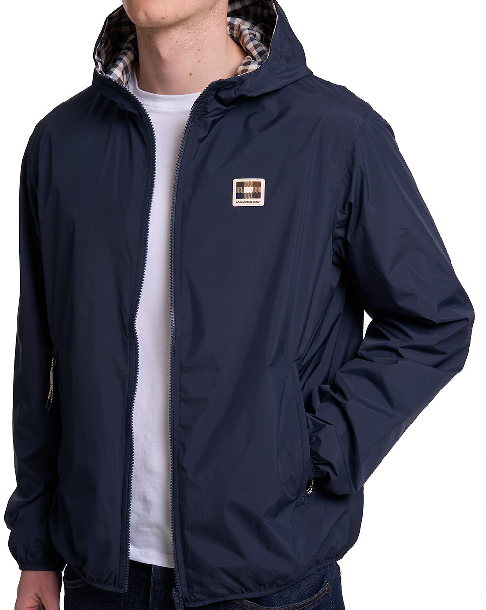 Aquascutum Badge Reversible Hooded Sailor Jacket Navy