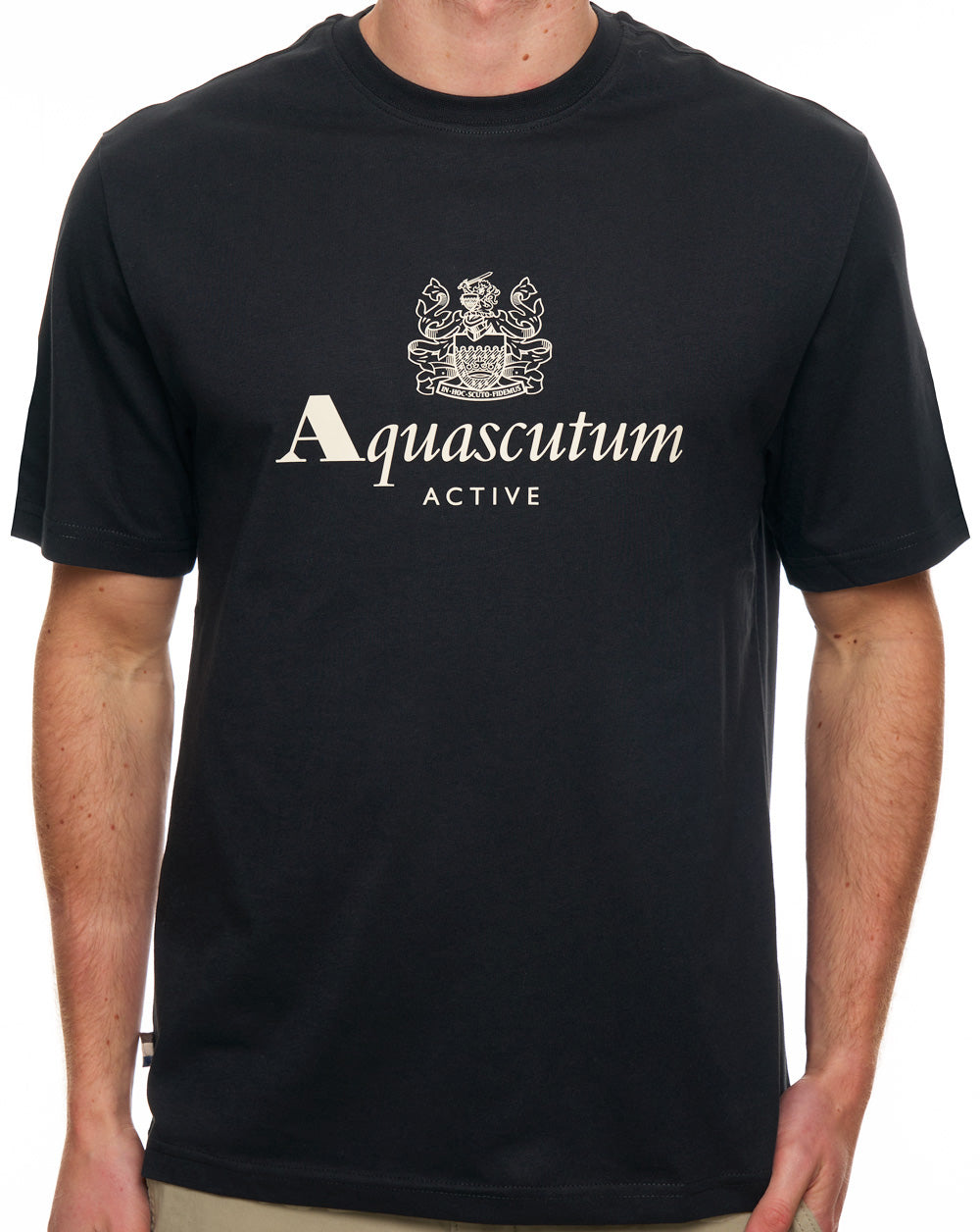 Aquascutum T-Shirt mit großem Logo, schwarz