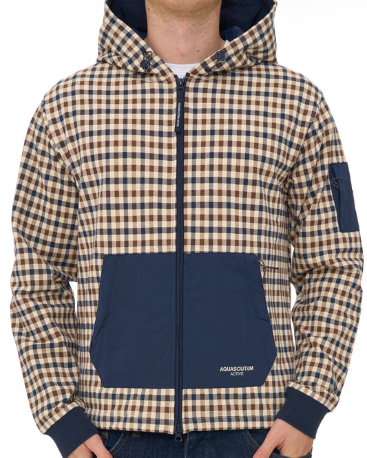 Aquascutum Aquascutum Check FZ Hoody Navy