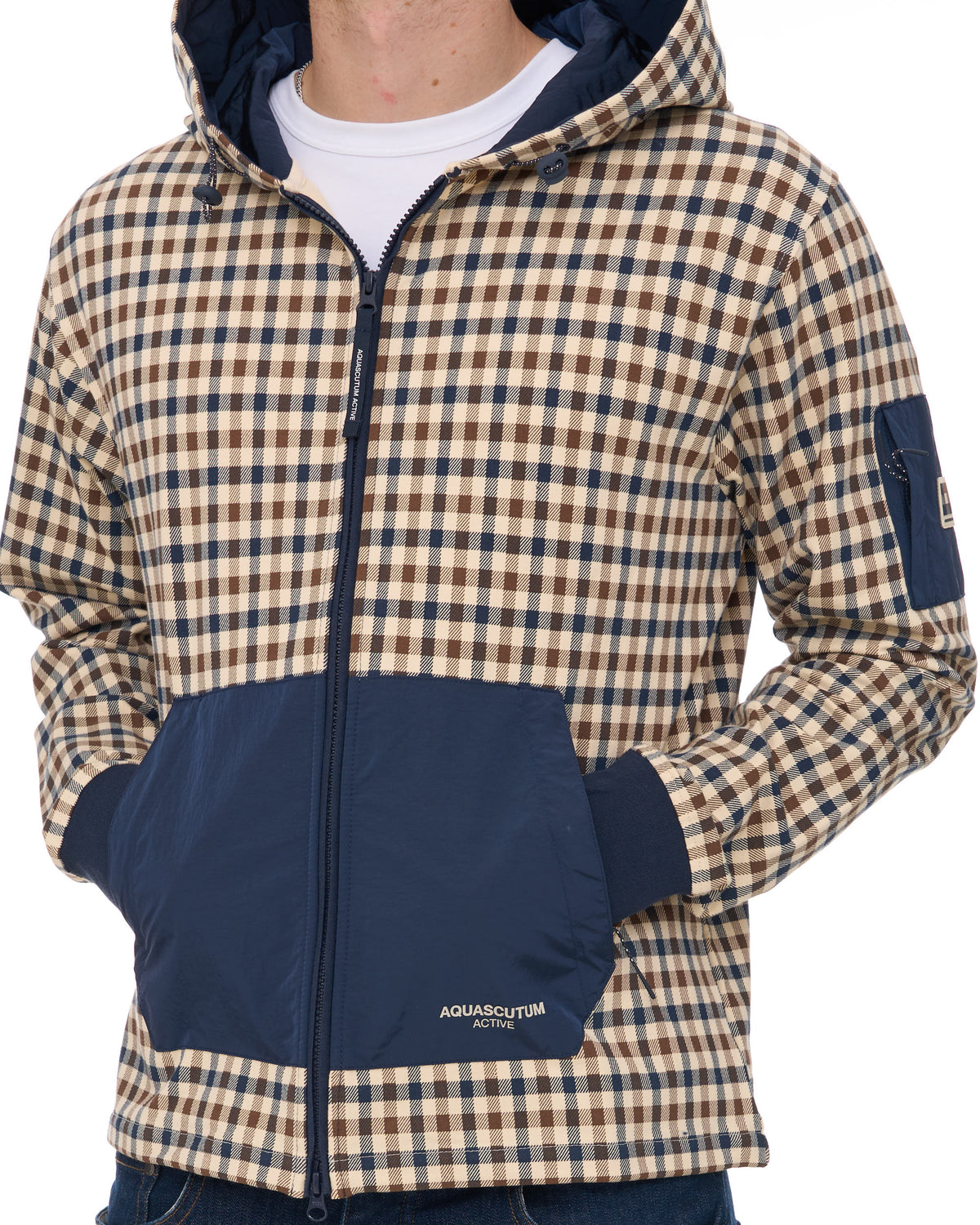 Aquascutum Check FZ Hoody Navy