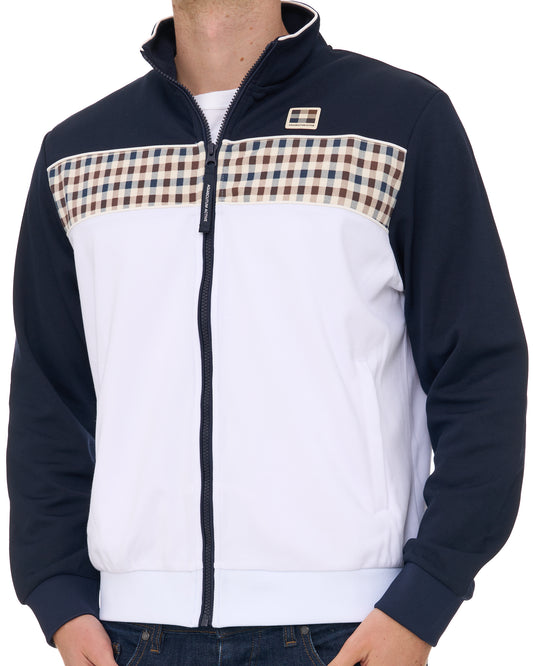 Aquascutum Aquascutum Check Panel Track Top Navy