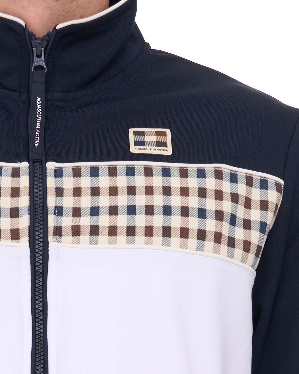 Aquascutum Check Panel Track Top Navy