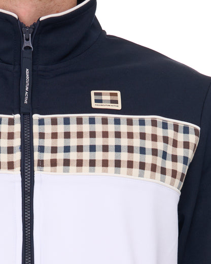 Aquascutum Check Panel Track Top Navy