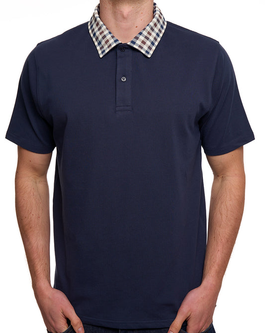Aquascutum Aquascutum Club Check Collar Polo Navy