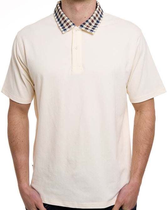 Aquascutum Club Check Collar Polo Off White