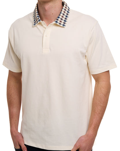 Aquascutum Club Check Collar Polo Off White