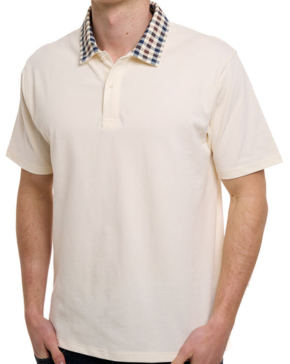 Aquascutum Club Check Collar Polo Off White