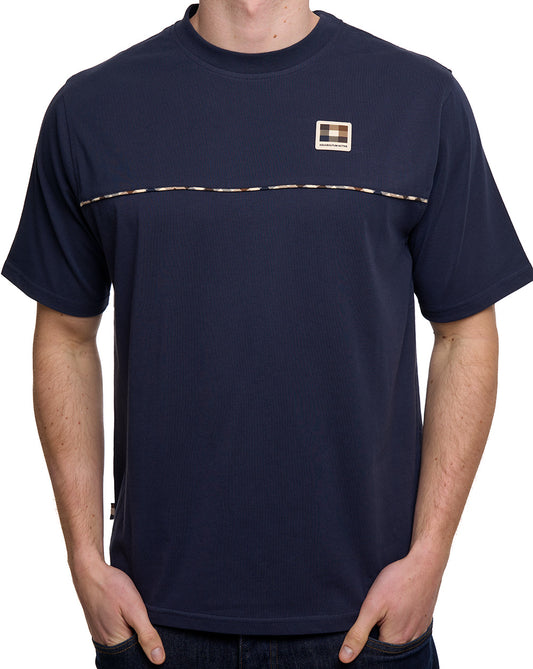 Aquascutum Aquascutum Club Check Piping T-Shirt Navy