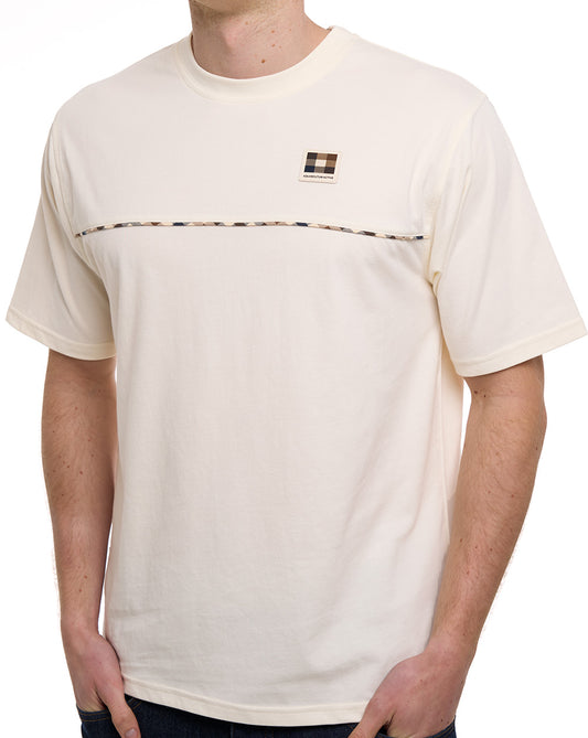 Aquascutum Aquascutum Club Check Piping T-Shirt Off White