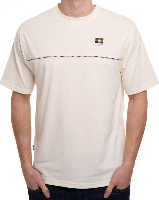Aquascutum Aquascutum Club Check Piping T-Shirt Off White