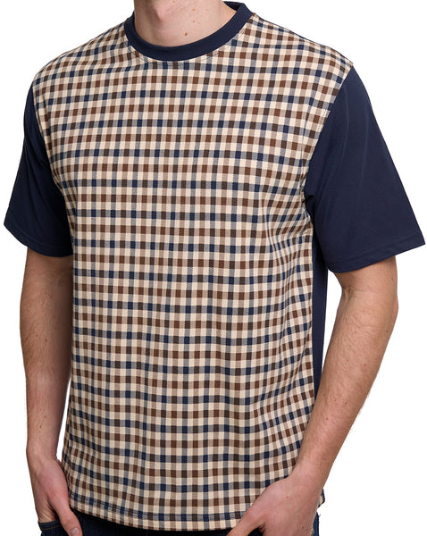 Aquascutum Club Check T-Shirt Navy
