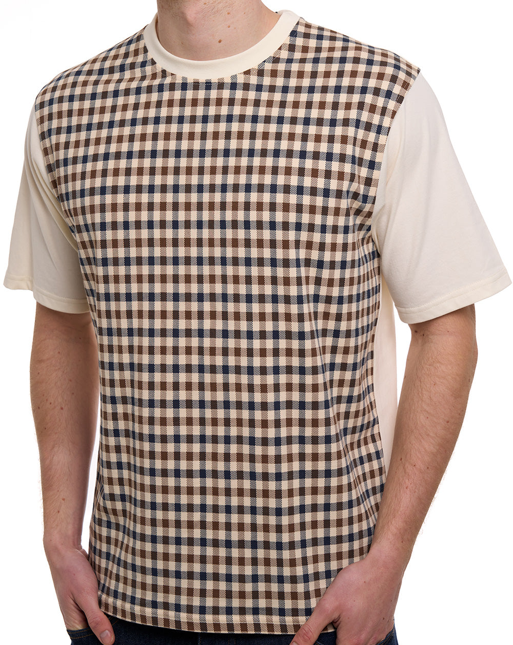 Aquascutum Club Check T-Shirt Off White