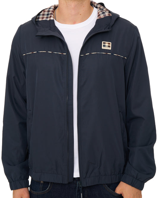 Aquascutum Aquascutum Diamond Wave Badge Hooded Jacket Navy