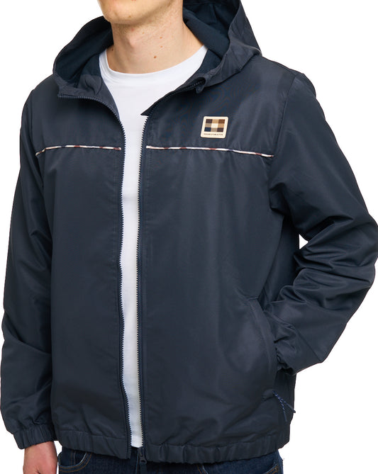 Aquascutum Aquascutum Diamond Wave Badge Hooded Jacket Navy