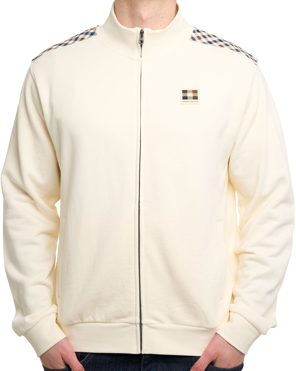 Aquascutum Lamina Club Check Detail Track Top Old White