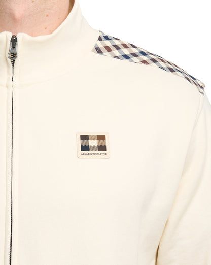 Aquascutum Lamina Club Check Detail Track Top Old White