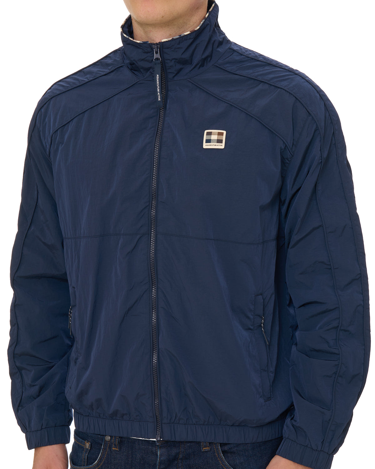 Aquascutum Lightweight Check Trim Jacket Navy