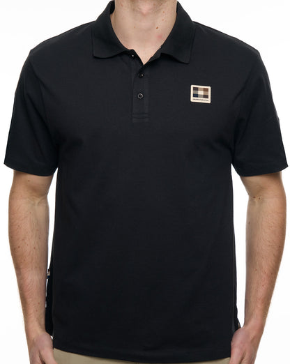 Aquascutum Stretch Piquet Badge Polo Schwarz