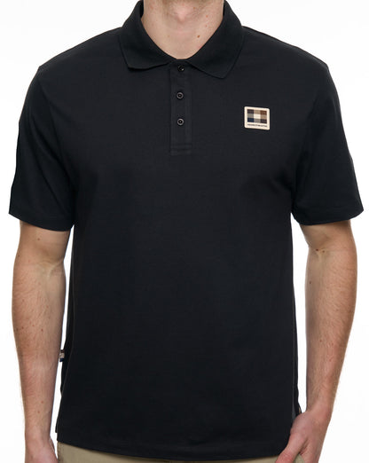 Aquascutum Stretch Piquet Badge Polo Schwarz