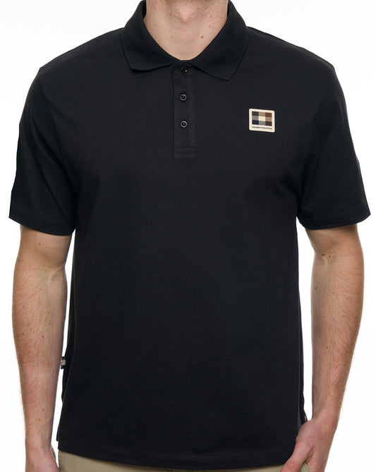Aquascutum Stretch Piquet Badge Polo Black