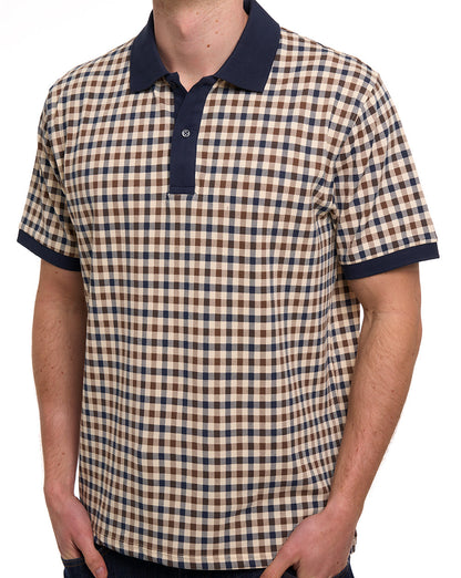 Aquascutum Pique Club Check Polo Navy