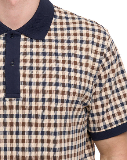 Aquascutum Pique Club Check Polo Navy