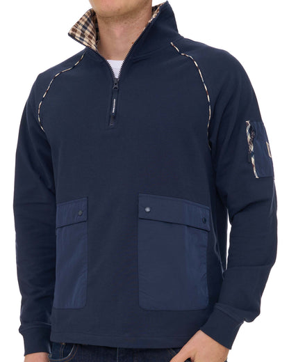 Aquascutum Qtr Zip Stretch Fleece Sweat Navy