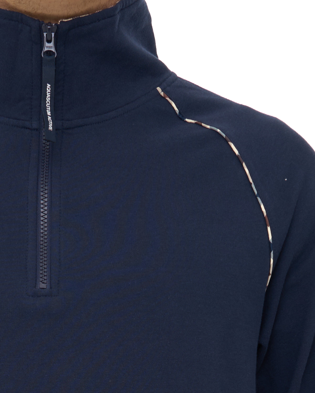 Aquascutum Qtr Zip Stretch Fleece Sweat Navy