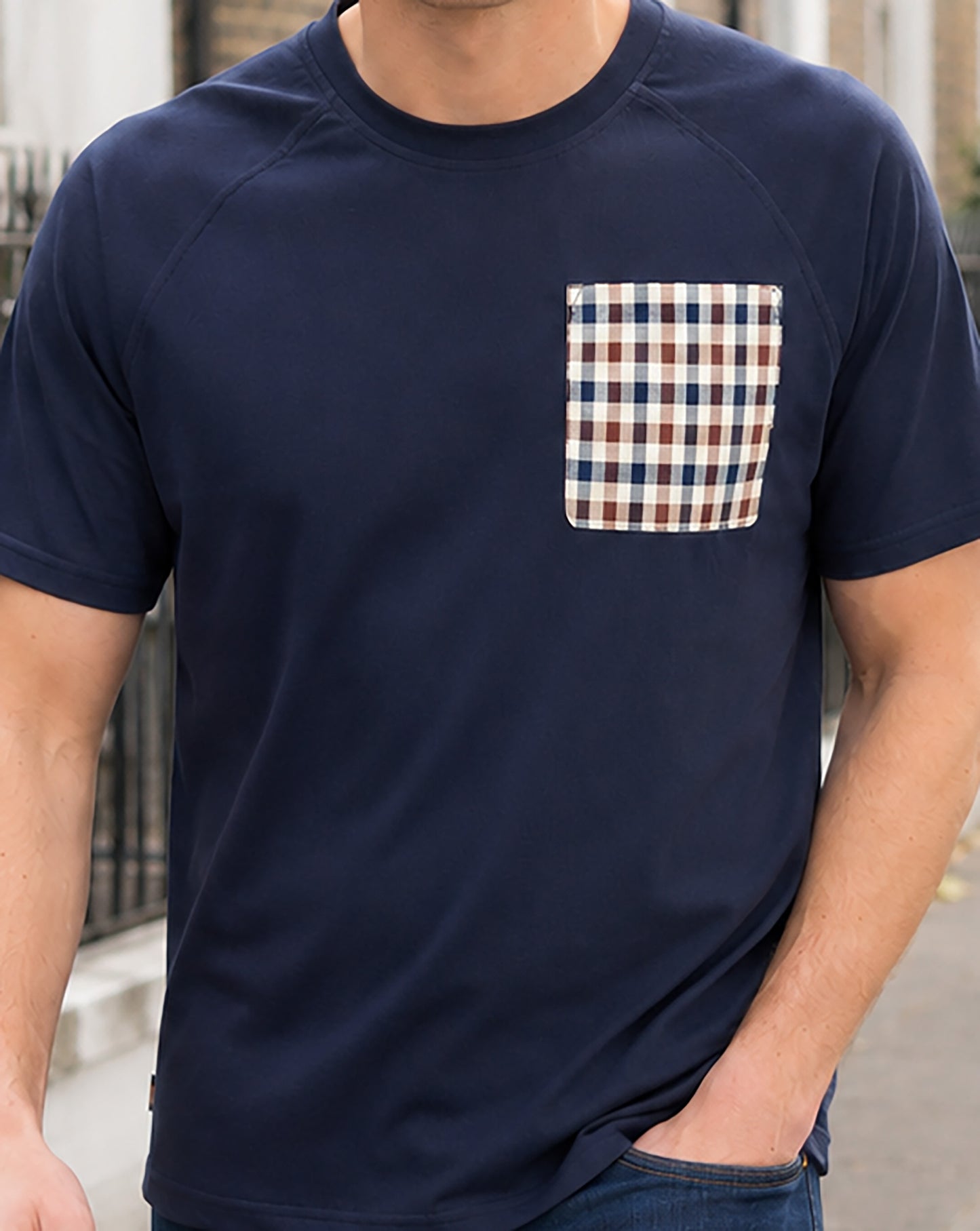 Aquascutum Raglan Pocket T-Shirt Navy