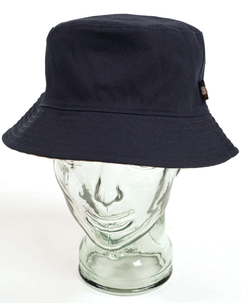 Aquascutum Reversible Cotton Bucket Hat Navy/Club Check